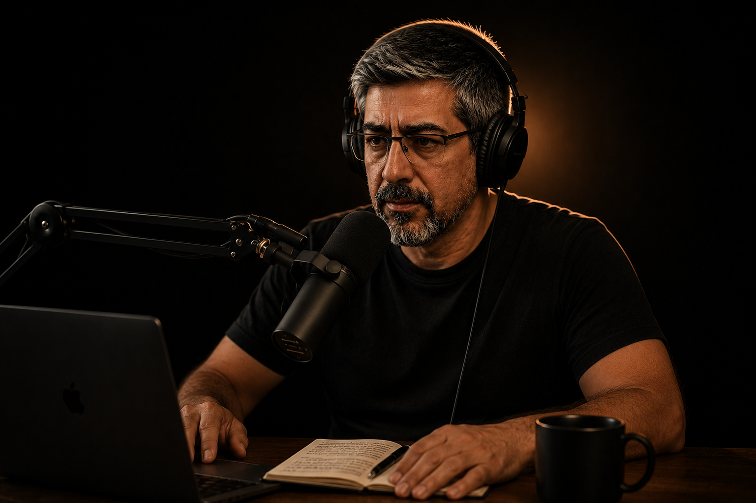Onur KILAVUZ — podcast kaydı yaparken